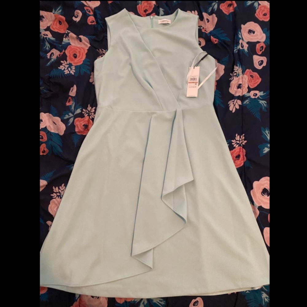 Calvin Klein Side Drape Sleeveless Scuba Dress